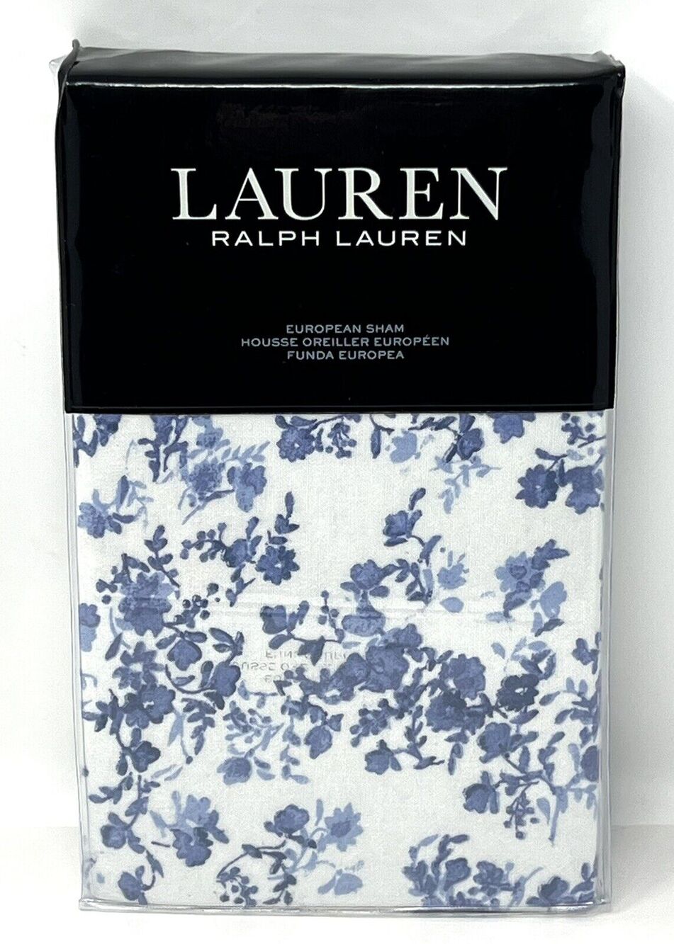 Ralph Lauren FLANNEL Rhyne Floral Euro Pillow Sham BLUE 26” X 26” $135 NIP
